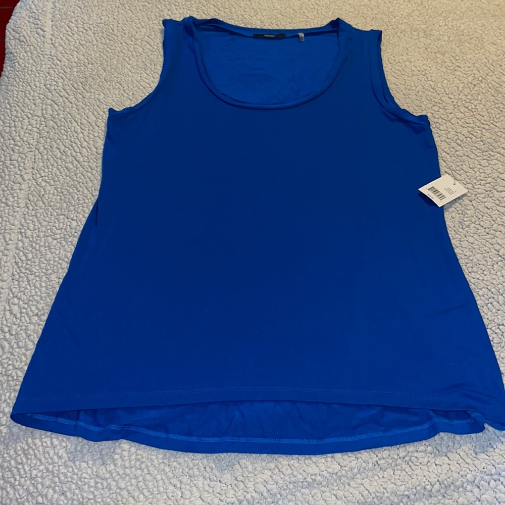 New Tahari blue scoop neck tank top sz Large